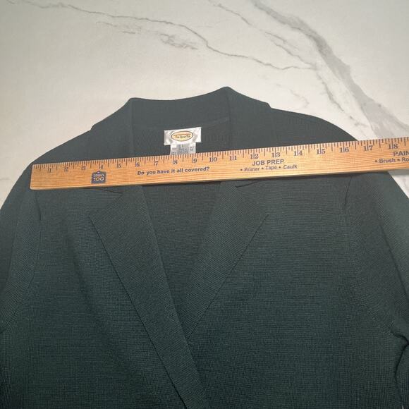 Talbots Vtg Cardigan Sweater Button Front Blazer Large Green 100% Wool Knit EUC - Picture 4 of 11